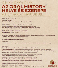 Az Oral History helye és szerepe